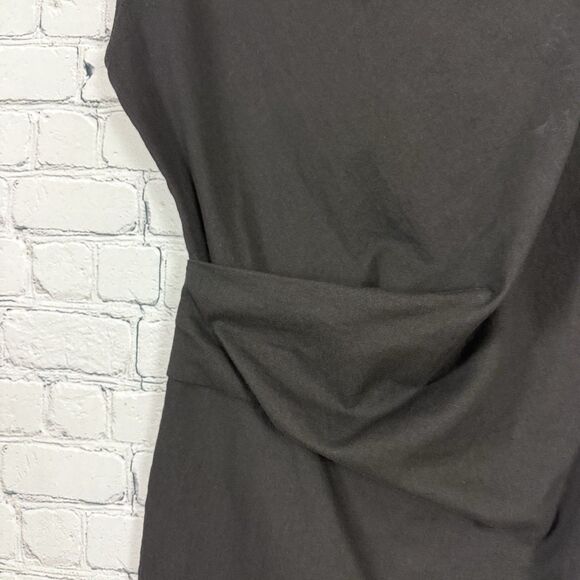 Helmut Lang Mini Draped Dress Black Asymmetrical Side Zipper Draped Neck - Picture 8 of 11